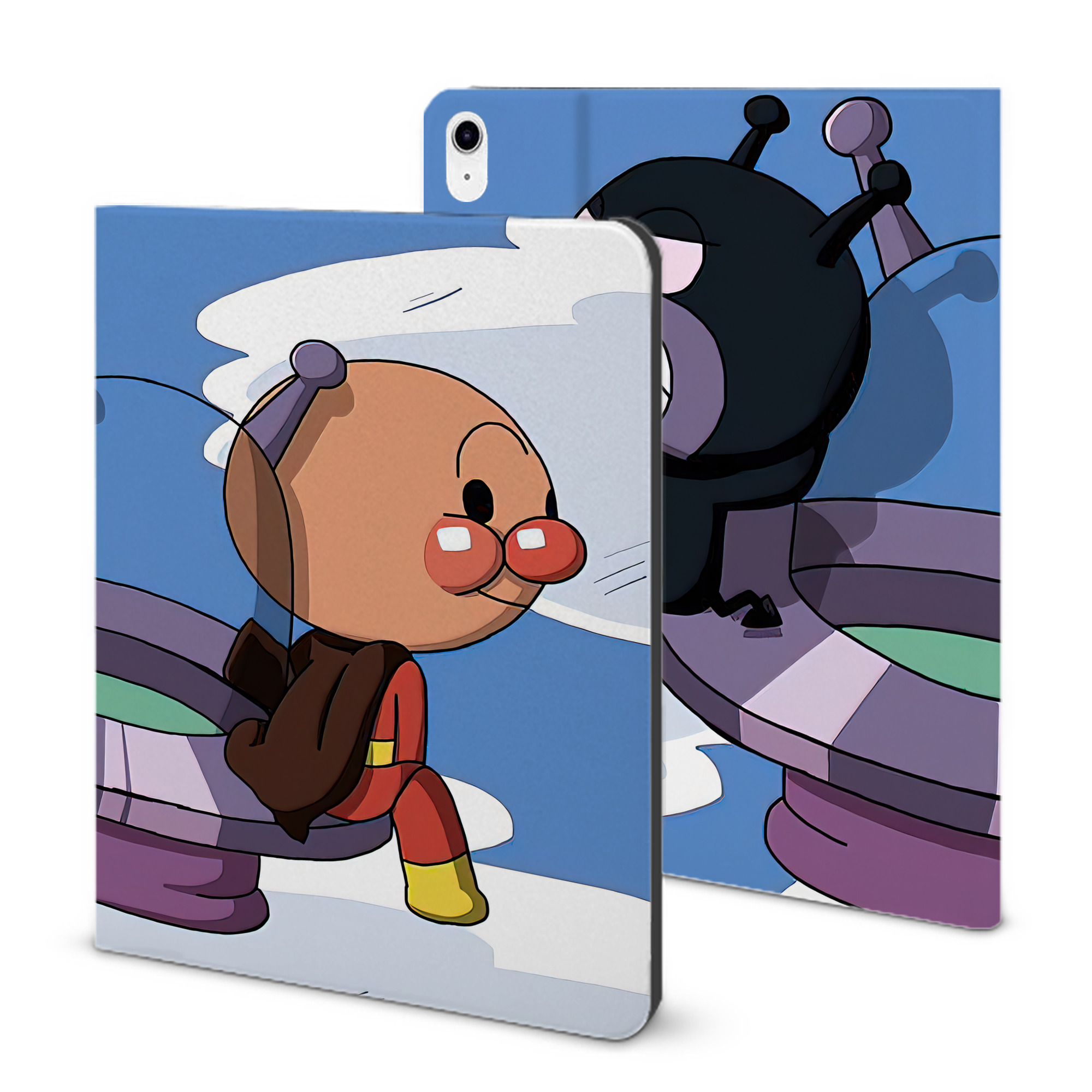 （画像用） アンパンマン Anpanman IPad ケース ブック型 PUレザー TPU 耐衝撃 軽量 薄型 ペン収納なし 全面保護 IPad 各モデル対応